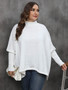 Women's Pullover Top Plus Size Women's Slit Bat Sleeves Turtleneck Loose Sweater