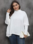 Women's Pullover Top Plus Size Women's Slit Bat Sleeves Turtleneck Loose Sweater