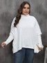 Women's Pullover Top Plus Size Women's Slit Bat Sleeves Turtleneck Loose Sweater