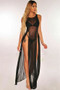 Erotic Night Lingerie Sexy Women's Sleeveless Slit Long Dress