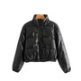 Leather Casual solid color leather cotton-padded Stand Collar jacket