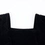 Autumn and winter black velvet dress women's fashion square neck puff sleeves Bodycon dress