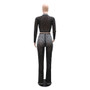 Beaded See-Through stylish Round Neck long-sleeved top slim-fitting trousers two-piece women's suit