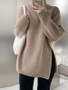 Gray Zipper High Collar Lazy Style Autumn and Winter Loose Plus Size Knitting Shirt Sweater