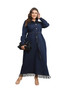 Plus Size Women's Tassel Long Sleeve Button Up Shirt Dress