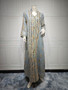 Muslim New Year Mesh Embroidered Evening Gown Sequin Patchwork Fashion Dubai Abaya Dress