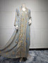 Muslim New Year Mesh Embroidered Evening Gown Sequin Patchwork Fashion Dubai Abaya Dress