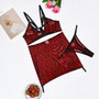 leopard printcomfortable mesh push-up Bra Thong skirt sexy underwear Three-Piece lingerie