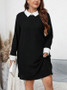 Plus Size Women Loose Casual Fake Two-piece Set Contrast Color Dress