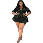 Women Turndown Collar Lace-Up Camouflage dress