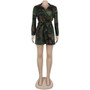 Women Turndown Collar Lace-Up Camouflage dress