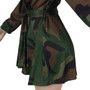 Women Turndown Collar Lace-Up Camouflage dress