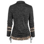 Women Leopard Patchwork Long Sleeve Loose Pleated Top