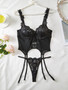 Women lace transparent passion temptation uniform bra thong Sexy Lingerie two-piece set