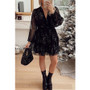 Christmas Party Sequin Layered Casual Loose Long Sleeve Dress