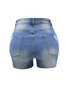 Single Breasted Slim Fit Ripped Women's High Waist Denim Shorts