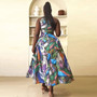 Fashion Sexy Slim Fit Hollow Printed Patchwork Sleeveless A-Line Dress