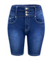 Women's Knee-Length Tight Fitting Slim Fit Denim Shorts