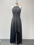 Women satin elegant pleated sleeveless irregular dress