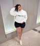 Women's White Casual Print Hoodies