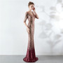 Long Sequin Half Sleeve V-neck Plus Size Fat Beauty Mermaid Formal Party Evening Dress