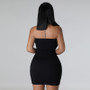 Women's Sexy High Stretch Strapless Knitting Bodycon Sexy Hollow Tight Fitting dress