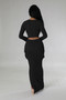 U-neck Tight Fitting short top with high waist and slit Bodycon long skirt autumn and winter two-piece set