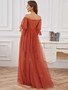 Maternity Formal Evening Gown Short Sleeve Off Shoulder Tulle Solid Color Maternity Long dress