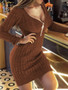 Autumn and winter knitting shirt half-zip v-neck Slim Fit sweater dress