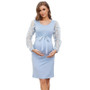 Patchwork Floral Long Sleeve Fitted Round Neck Maternity Dress