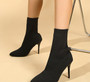 Bright Red Pointed Toe Stiletto Mid-calf Women's Short Boots Autumn and Winter High Heel Plus Size Chic Women's Boots