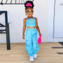 Children's Clothing Girls Pleated Camisole Summer Style Casual Loose Pants Two-piece set