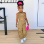 Children's Clothing Girls Pleated Camisole Summer Style Casual Loose Pants Two-piece set