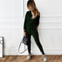 Women turtleneck Solid Casual sweater + trousers two-piece set