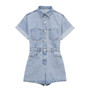 Summer Career Versatile Women's Denim Short Jumpsuit