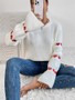 Spring And Autumn Pullover Loose Heart Print Jacquard Sweater