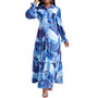 Women Elegant Turndown Collar Maxi Dress