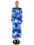 Women Elegant Turndown Collar Maxi Dress