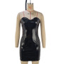 Women PU-leather sexy Strapless off-shoulder Bodycon Dress