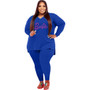 Plus Size Women Beaded Casual Solid Top and Pant Set