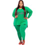 Plus Size Women Beaded Casual Solid Top and Pant Set