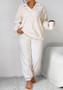 Plus Size Women Winter Solid Top and Pant Casual Two-piece Set