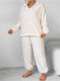Plus Size Women Winter Solid Top and Pant Casual Two-piece Set