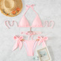 Women Crystal Diamond Lace-Up Backless Beach Bikini