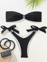 Women Strapless Blue Diamond Bikini Swimwear Sexy Two Pieces