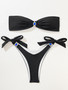 Women Strapless Blue Diamond Bikini Swimwear Sexy Two Pieces