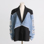 Women's Autumn Contrast Color Denim Patchwork Loose Jacket