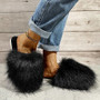 Autumn Winter Plus Size Women's Furry Slippers Home Outdoor Wear