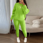 Fashion Casual Knitting Two Piece Pants Set Solid Long Sleeve Loose Sweater Trouser Suits Women's Clothing