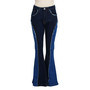 Stylish Patchwork Denim Stretch Bell Bottom Pants